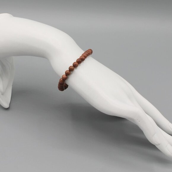 Jewelry bracelet gold sandstone natural stone bead beaded stretch brand new - Picture 6 of 7